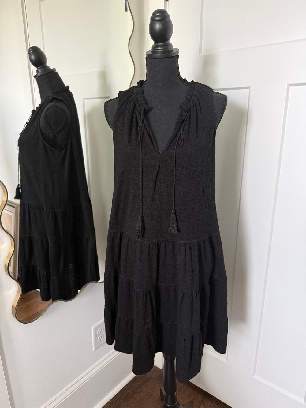 Max Studio Black Tiered Midi Dress